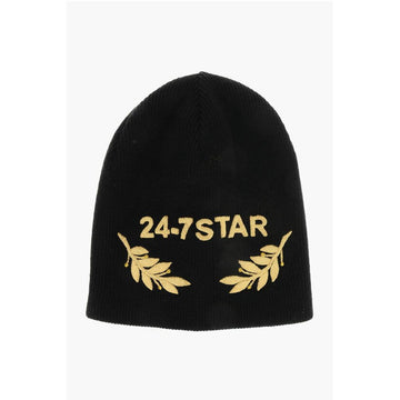 Dsquared² Wool 24-7 STAR Beanie with Contrasting Detail