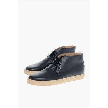Corneliani CC COLLECTION Leather Chukka Boots with Contrasting Sole