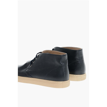 Corneliani CC COLLECTION Leather Chukka Boots with Contrasting Sole