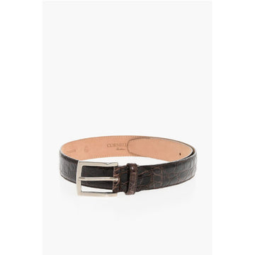 Corneliani Croco Effect Leather Belt