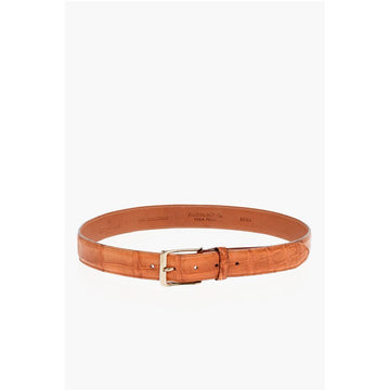 Corneliani Croco Effect Leather Belt