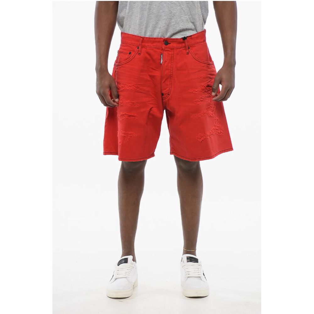 Dsquared² Boxer Fit Distressed Denim Shorts