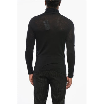Saint Laurent Extrafine Stretch Wool Sweater with Turtleneck