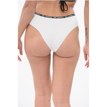 Karl Lagerfeld Solid Color Bikini Bottom with Logoed Contrasting Band