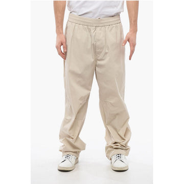 Burberry Cotton Blend Pants with Drawstringed Ankle