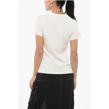 PINKO Cotton Crew-neck TRAPANI T-shirt with Contrasting Hearts