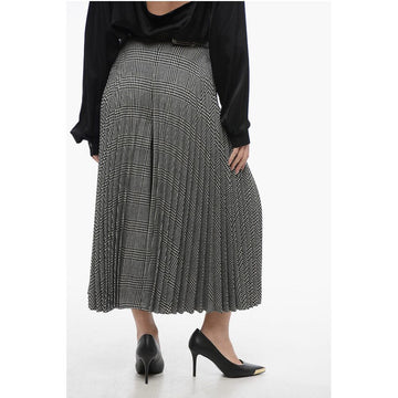 Dior Accordion Wool Blend Gaucho Pants with District Check Patter