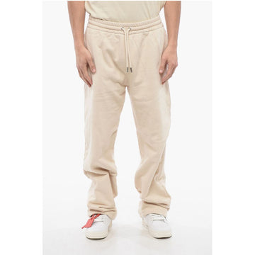 Off-White Embroidered Brushed Cotton Joggers