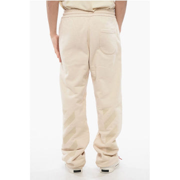 Off-White Embroidered Brushed Cotton Joggers