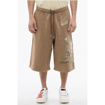 Off-White Brushed Cotton S.MATHHERW Printed Jogger Shorts