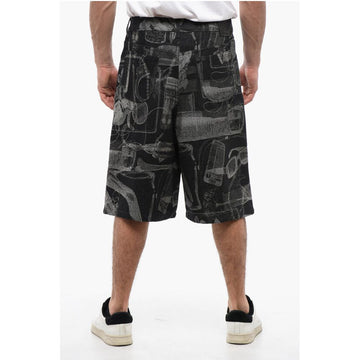 Off-White High Waisted Jacquard XRAY Denim Shorts