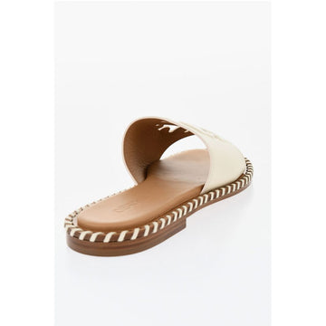 Off-White Leather TWIST Slides With Cut-Out Logo