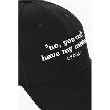 Off-White Cotton QUOTES Cap with Embroidery