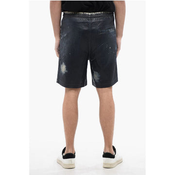 Diesel Acid-Wash Effect Coated Track Denim D-BOXY-S Shorts