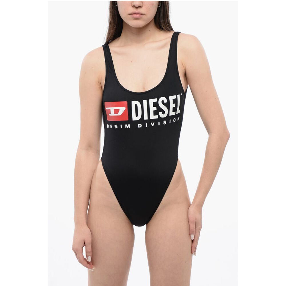 Diesel Solid Color BFSW-PAMELA One-Piece Swimsuit with Printed Logo
