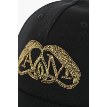 Alexander McQueen Wool Cap with Lurex Embroidery