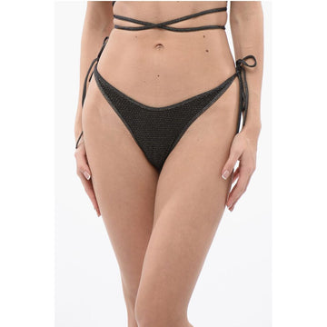 Palm Angels Lurex Bikini Slip with Logoed Application