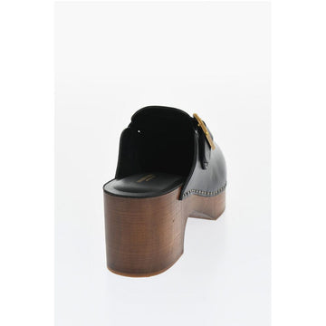Golden Goose Leather PROVENCE Clogs with Golden Buckle Heel 6.5cm