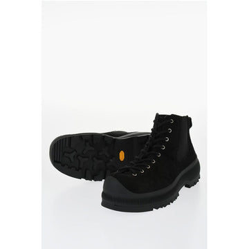 Jil Sander Suede Lace-up Chelsea Booties with Vibram Sole
