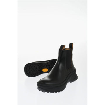 Jil Sander Leather Chelsea Booties with Vibram Sole