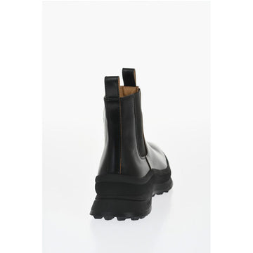 Jil Sander Leather Chelsea Booties with Vibram Sole