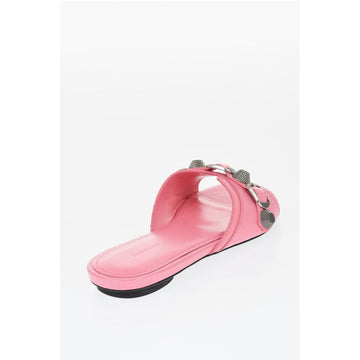 Balenciaga Leather CAGOLE Sandals with Maxi Studs and Buckle