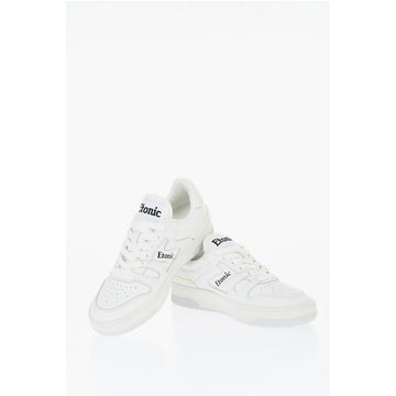 Etonic Solid Color Leather Low Top Sneakers with Contrasting Logo