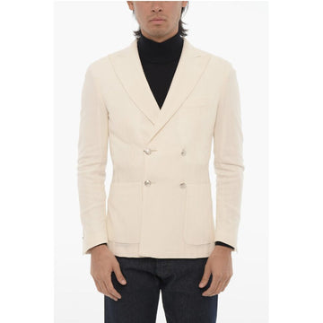 Corneliani Center Vent Peak Lapel Double Breasted Blazer