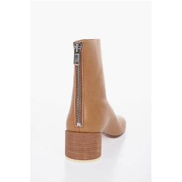 Maison Margiela MM6 Leather Booties With 6 cm Heel