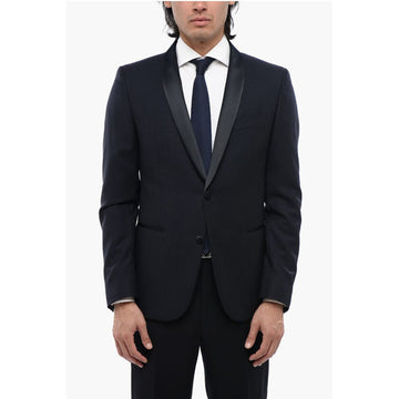 Corneliani CC COLLECTION Virgin Wool Side Vents Shawl Lapel Tuxedo Blaz