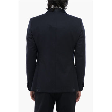 Corneliani CC COLLECTION Virgin Wool Side Vents Shawl Lapel Tuxedo Blaz