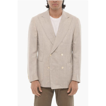 Corneliani Peak Lapel Cashmere and Silk ACADEMY SOFT Double Breasted Bl