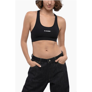 Jil Sander Tech Fabric Crop Top with Printed Logo