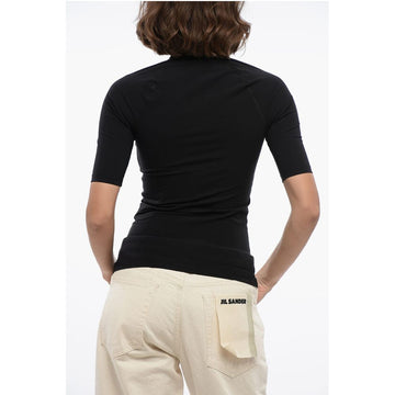 Jil Sander Short-sleeved Tech Fabric Top with Printed Logo