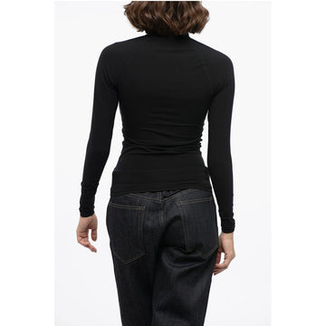 Jil Sander Long-sleeved Tech Fabric Top with Printed Logo
