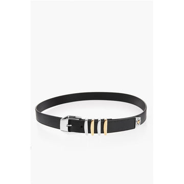 Versace Leather MEDUSA HERITAGE Belt with Two-Tone Metal Loops 30mm