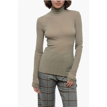 Ami Alexandre Mattiussi Ribbed Sheer Effect Top with Turtleneck