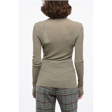 Ami Alexandre Mattiussi Ribbed Sheer Effect Top with Turtleneck
