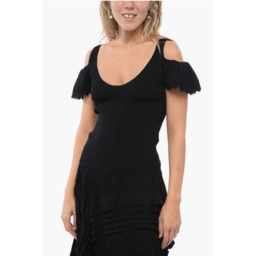 J.W.Anderson Ribbed Cut-Out Top with Ruffled Sleeves