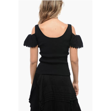J.W.Anderson Ribbed Cut-Out Top with Ruffled Sleeves