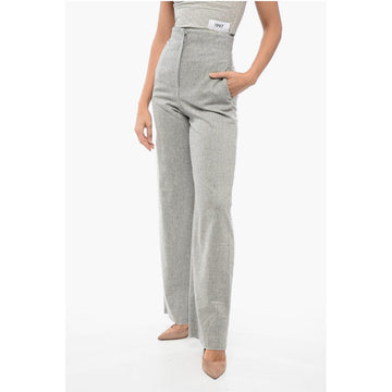 Armani EMPORIO Wool Blend Palazzo Pants with Concealed Closure