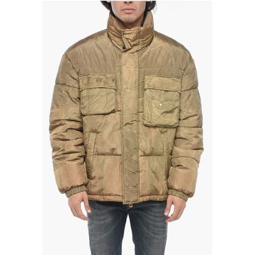 Diesel W-ROLFFUS Down Jacket with Trompe L' Oeil Print