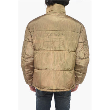 Diesel W-ROLFFUS Down Jacket with Trompe L' Oeil Print