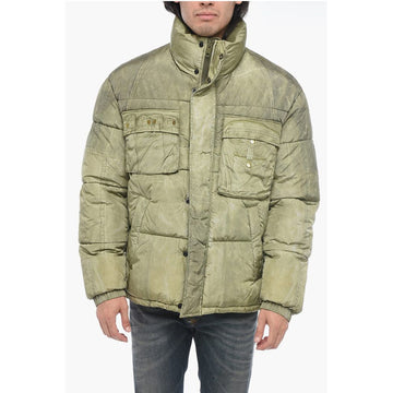 Diesel W-ROLFFUS Down Jacket with Trompe L' Oeil Print