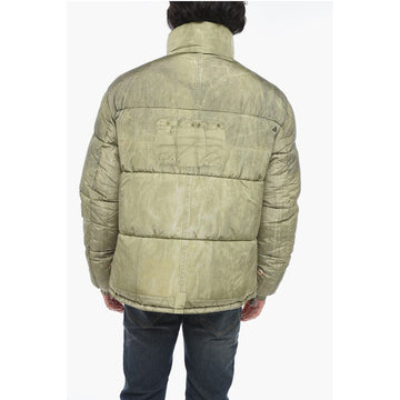 Diesel W-ROLFFUS Down Jacket with Trompe L' Oeil Print