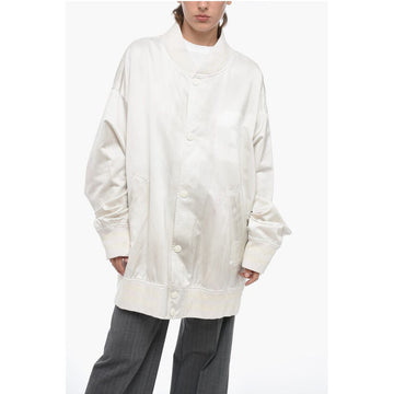 Maison Margiela MM6 Satin Oversized Bomber Jacket with Vintage Effect