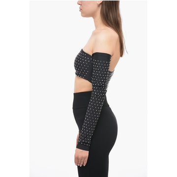 The Andamane Long Sleeved Crop Top With Rhinestones