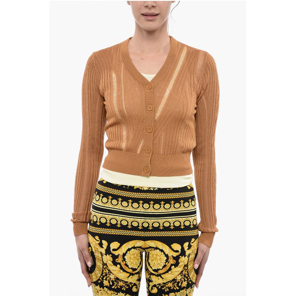 Calvin Klein Cropped Cardigan With Distressed Details