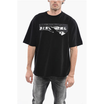 Diesel Destroyed Effect Printed T-WASH-POFF Crew-neck T-Shirt