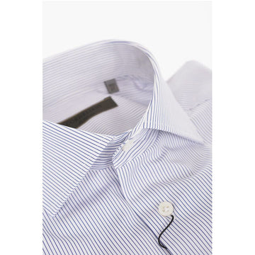 Corneliani SU MISURA Pinstriped Cotton Shirt with Standard Collar